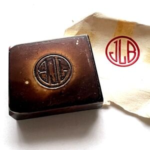 Rare Vintage Engraved Die for Custom Stationery - Art Deco Initials ..J B L